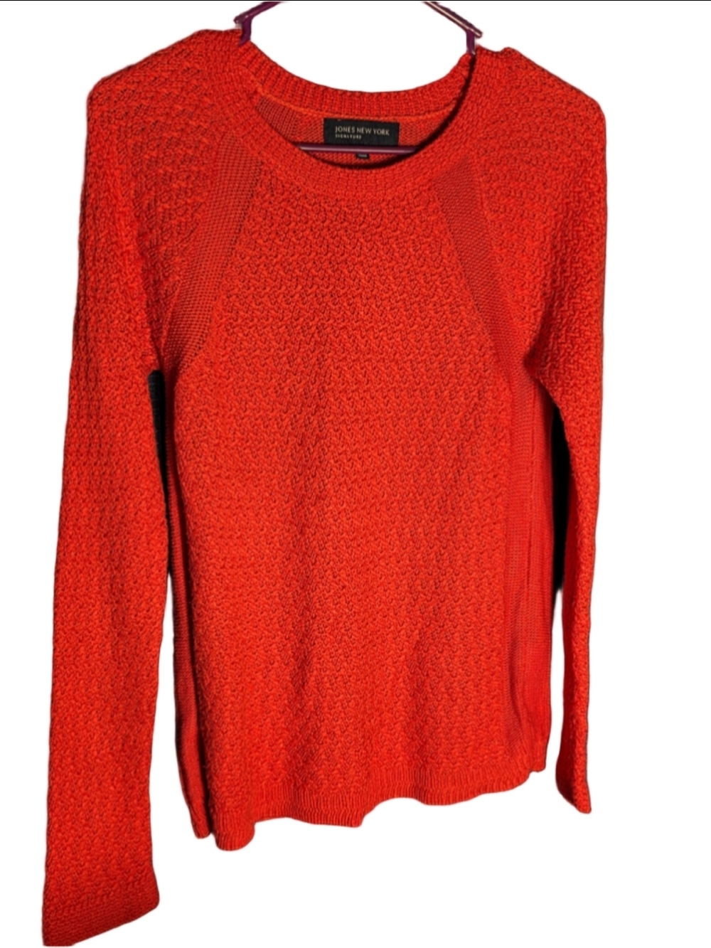 Women's Jones New York Red Crew Neck Sweater Size S trendy fall cozy boho preppy